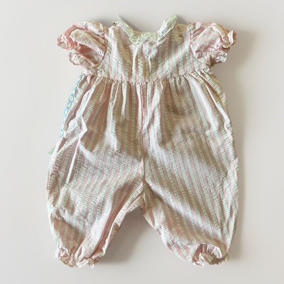 Baby Togs Size 3-6 Months Pastel Color Block Pants Romper Short Sleeve Tulips - Picture 2 of 10
